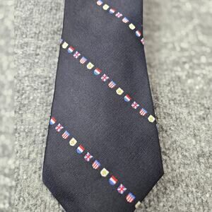 Vintage Barnard Maine Ltd Castine ME Silk Tie Navy International Flag Pattern